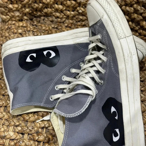 Comme des Garcons Play x Converse Chuck 70 High Top Sneakers Size 11 Grey - Picture 3 of 8